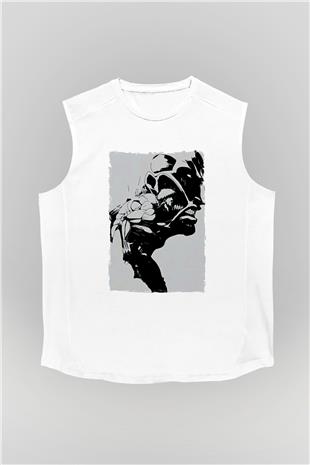 Attack On Titan Baskılı Beyaz Unisex Kolsuz Tişört - Tshirt