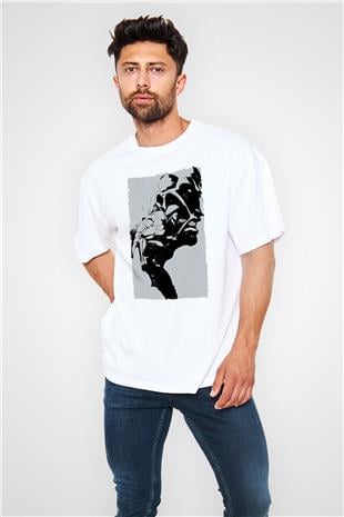 Attack On Titan Baskılı Beyaz Unisex Oversize Tişört - Tshirt