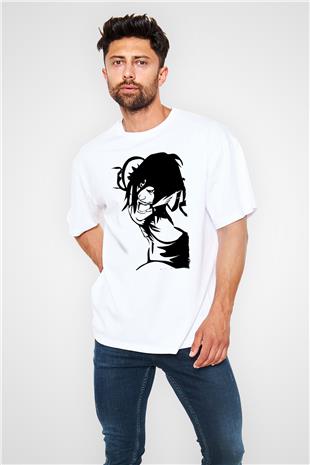Attack On Titan Baskılı Beyaz Unisex Oversize Tişört - Tshirt