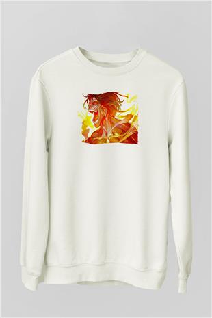 Attack On Titan Baskılı Beyaz Unisex Sweatshirt
