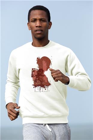 Attack On Titan Baskılı Beyaz Unisex Sweatshirt