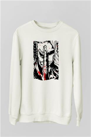 Attack On Titan Baskılı Beyaz Unisex Sweatshirt