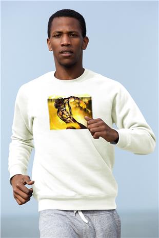Attack On Titan Baskılı Beyaz Unisex Sweatshirt