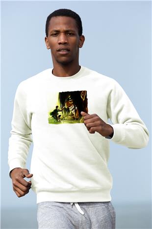 Attack On Titan Baskılı Beyaz Unisex Sweatshirt