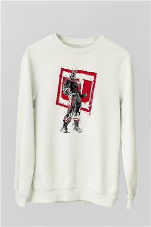 Attack On Titan Baskılı Beyaz Unisex Sweatshirt