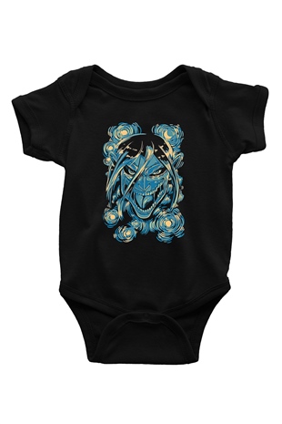 Attack On Titan Baskılı Unisex Siyah Bebek Body - Zıbın