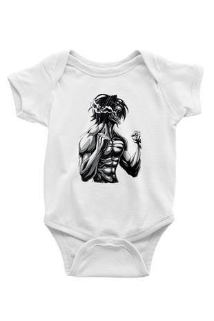 Attack On Titan Baskılı Unisex Siyah Bebek Body - Zıbın