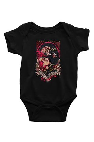 Attack On Titan Baskılı Unisex Siyah Bebek Body - Zıbın
