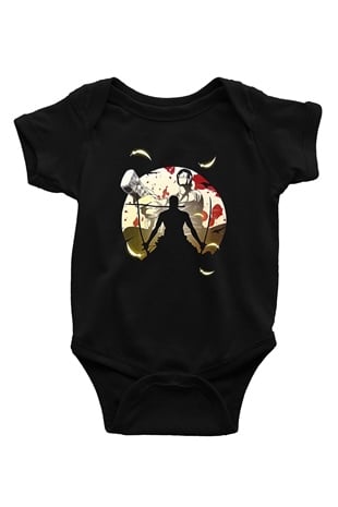 Attack On Titan Baskılı Unisex Siyah Bebek Body - Zıbın