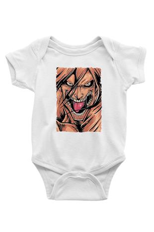 Attack On Titan Baskılı Unisex Siyah Bebek Body - Zıbın