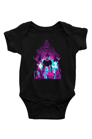 Attack On Titan Baskılı Unisex Siyah Bebek Body - Zıbın