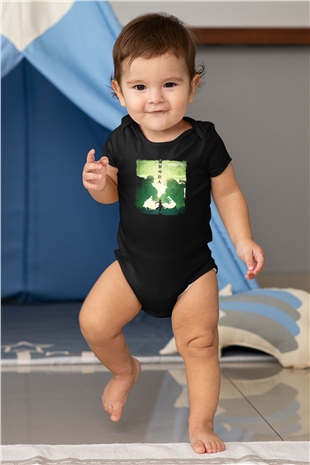 Attack On Titan Baskılı Unisex Siyah Bebek Body - Zıbın