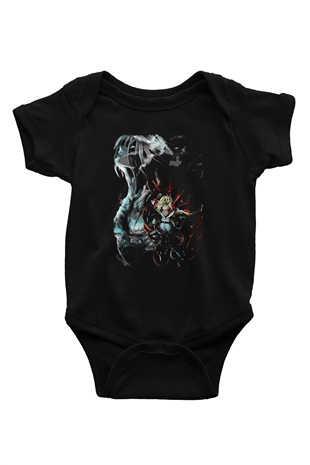 Attack On Titan Baskılı Unisex Siyah Bebek Body - Zıbın