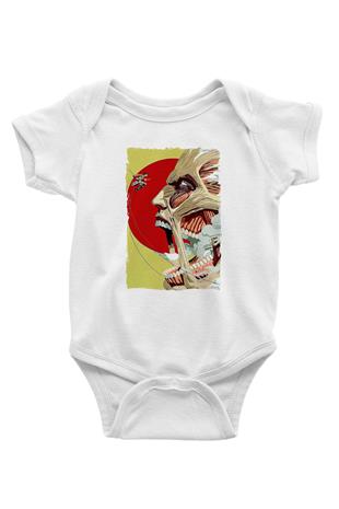 Attack On Titan Baskılı Unisex Siyah Bebek Body - Zıbın
