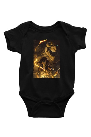 Attack On Titan Baskılı Unisex Siyah Bebek Body - Zıbın
