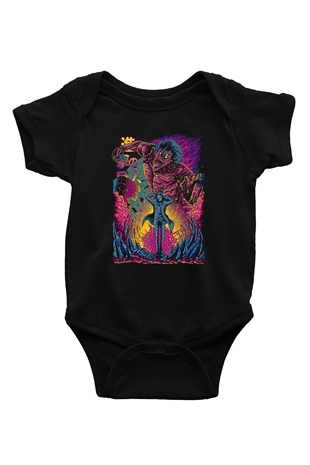 Attack On Titan Baskılı Unisex Siyah Bebek Body - Zıbın