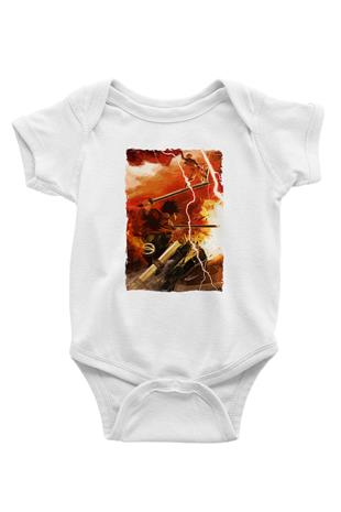 Attack On Titan Baskılı Unisex Siyah Bebek Body - Zıbın