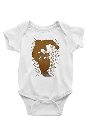 Attack On Titan Baskılı Unisex Siyah Bebek Body - Zıbın