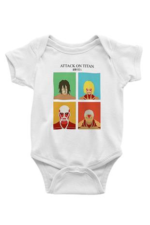 Attack On Titan Baskılı Unisex Siyah Bebek Body - Zıbın