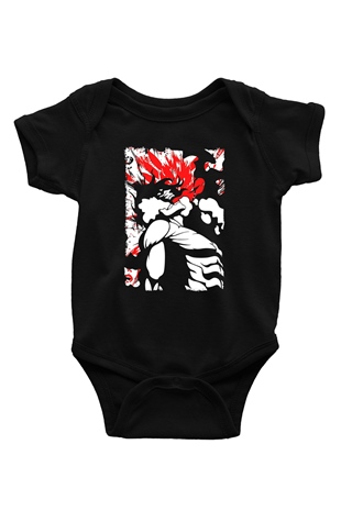 Attack On Titan Baskılı Unisex Siyah Bebek Body - Zıbın