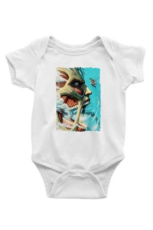 Attack On Titan Baskılı Unisex Siyah Bebek Body - Zıbın