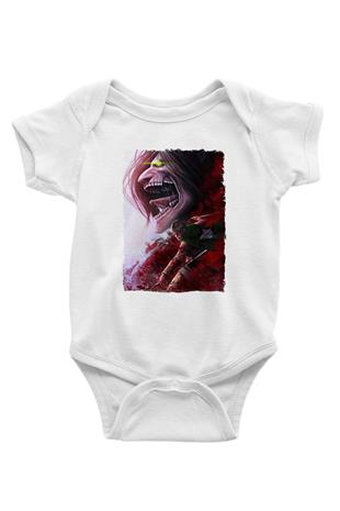 Attack On Titan Baskılı Unisex Siyah Bebek Body - Zıbın