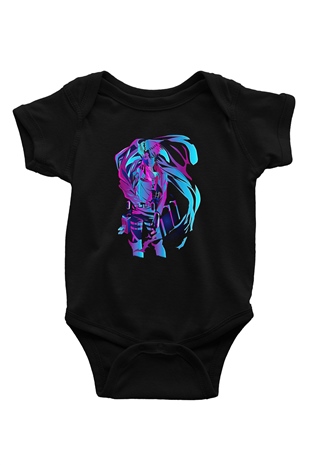 Attack On Titan Baskılı Unisex Siyah Bebek Body - Zıbın