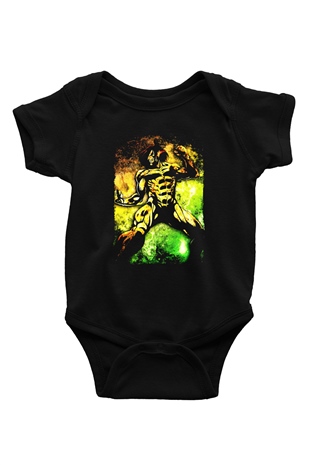 Attack On Titan Baskılı Unisex Siyah Bebek Body - Zıbın