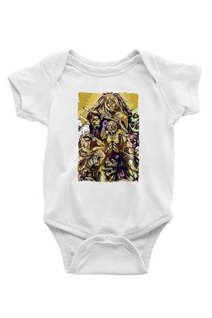 Attack On Titan Baskılı Unisex Siyah Bebek Body - Zıbın