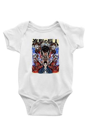Attack On Titan Baskılı Unisex Siyah Bebek Body - Zıbın