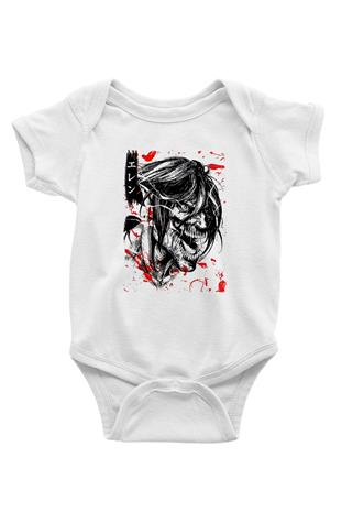 Attack On Titan Baskılı Unisex Siyah Bebek Body - Zıbın