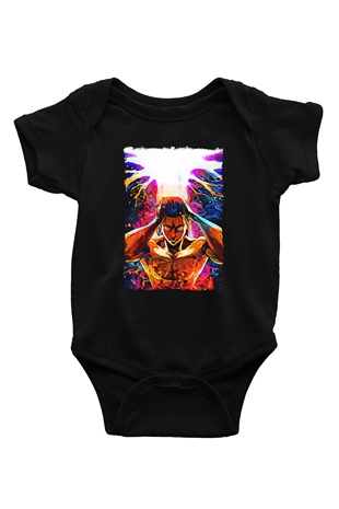 Attack On Titan Baskılı Unisex Siyah Bebek Body - Zıbın