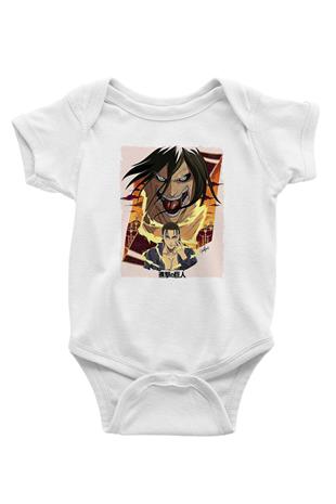 Attack On Titan Baskılı Unisex Siyah Bebek Body - Zıbın