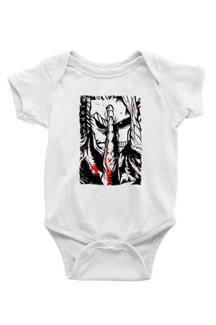 Attack On Titan Baskılı Unisex Siyah Bebek Body - Zıbın