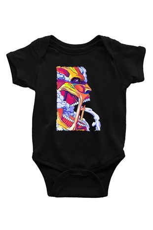 Attack On Titan Baskılı Unisex Siyah Bebek Body - Zıbın