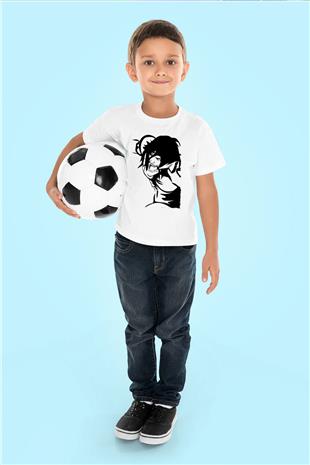 Attack On Titan Baskılı Unisex Siyah Çocuk Tişört - Tshirt