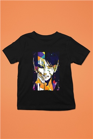 Attack On Titan Baskılı Unisex Siyah Çocuk Tişört - Tshirt