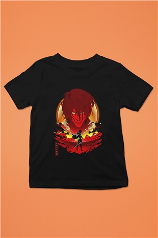 Attack On Titan Baskılı Unisex Siyah Çocuk Tişört - Tshirt
