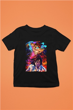 Attack On Titan Baskılı Unisex Siyah Çocuk Tişört - Tshirt
