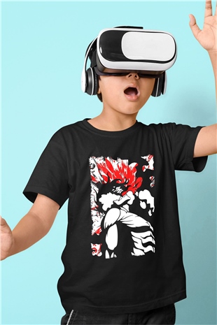 Attack On Titan Baskılı Unisex Siyah Çocuk Tişört - Tshirt