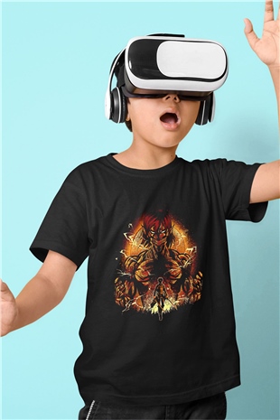 Attack On Titan Baskılı Unisex Siyah Çocuk Tişört - Tshirt