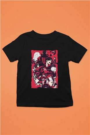 Attack On Titan Baskılı Unisex Siyah Çocuk Tişört - Tshirt