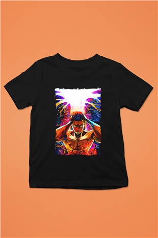 Attack On Titan Baskılı Unisex Siyah Çocuk Tişört - Tshirt