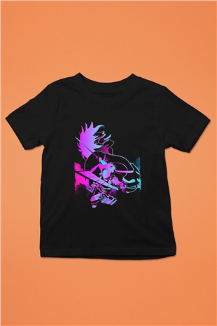 Attack On Titan Baskılı Unisex Siyah Çocuk Tişört - Tshirt