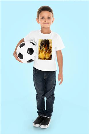 Attack On Titan Baskılı Unisex Siyah Çocuk Tişört - Tshirt