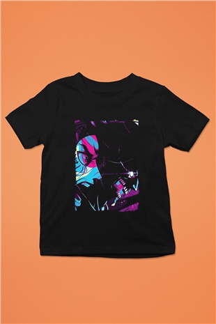 Attack On Titan Baskılı Unisex Siyah Çocuk Tişört - Tshirt