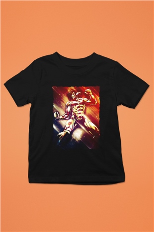 Attack On Titan Baskılı Unisex Siyah Çocuk Tişört - Tshirt