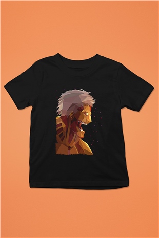 Attack On Titan Baskılı Unisex Siyah Çocuk Tişört - Tshirt