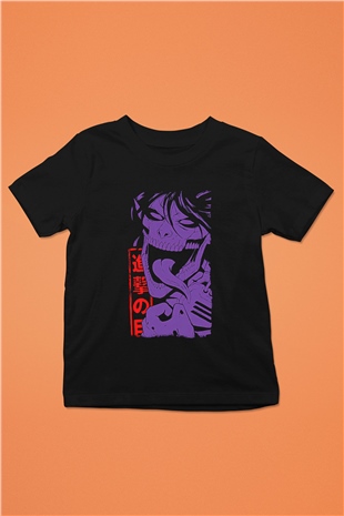 Attack On Titan Baskılı Unisex Siyah Çocuk Tişört - Tshirt