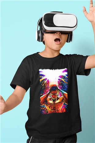 Attack On Titan Baskılı Unisex Siyah Çocuk Tişört - Tshirt